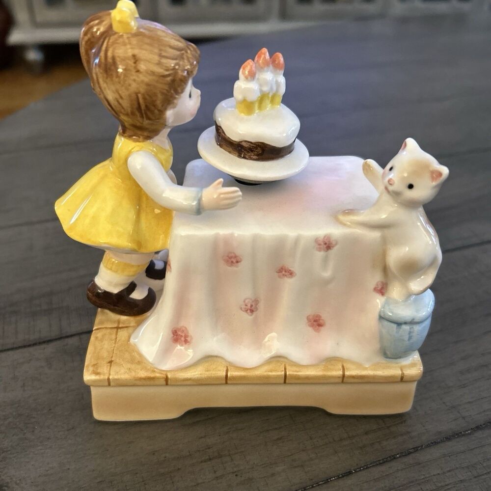 Vintage Happy Birthday Porcelain Music Box By Ebeling & Reus
